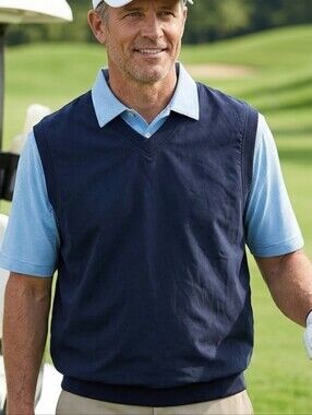 IXSPA Windbreaker Golf Vest Men’s L Navy Blue Water Repellent Full Zip